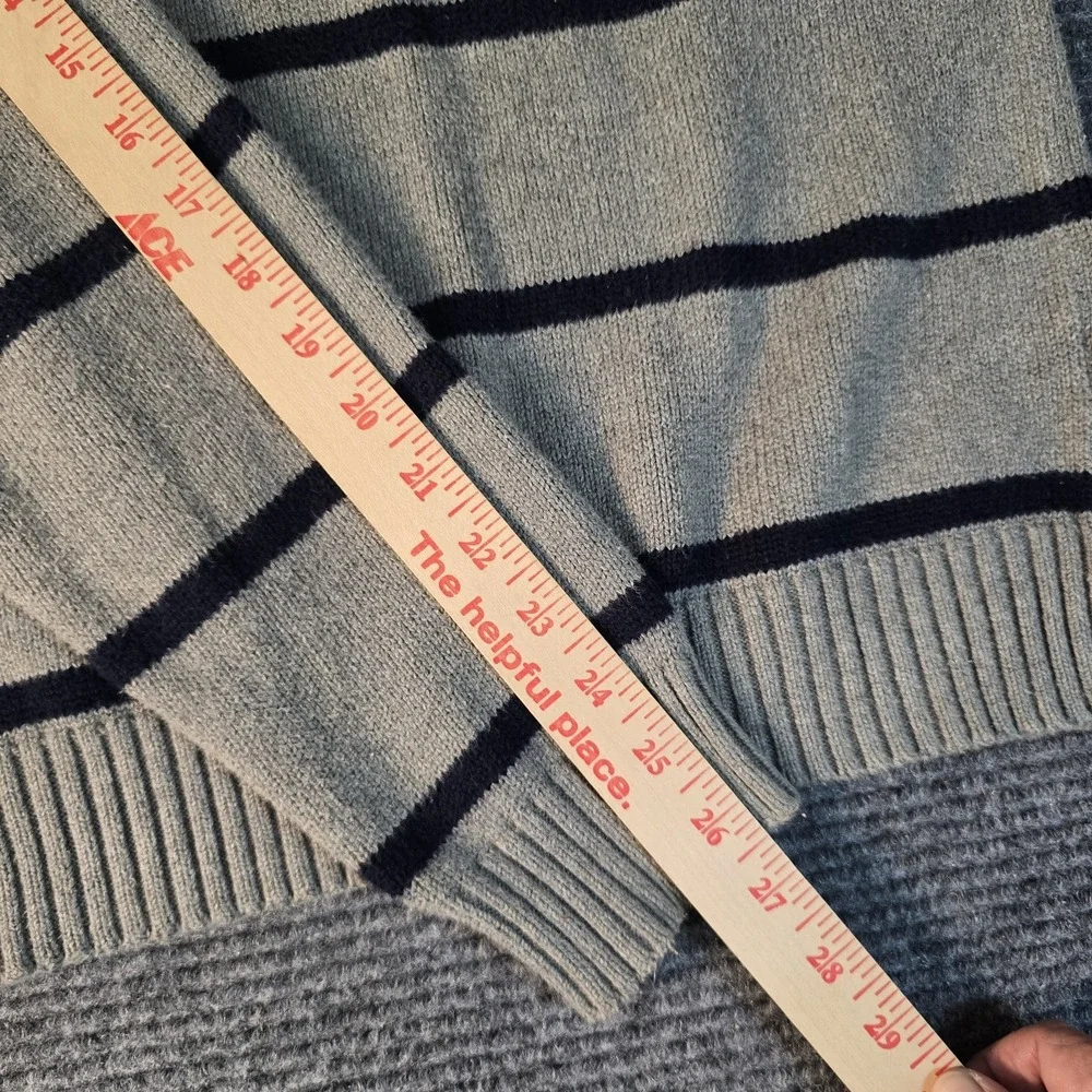 Polo Ralph Lauren Quarter Zip Sweater Men's Medium Gray & Blue Striped